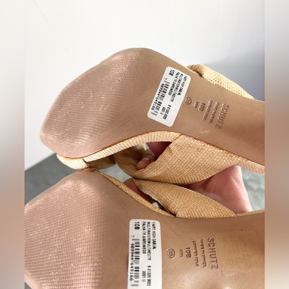 Schutz Fairy High Sandals crisscross strap pleated knot detail block heel sz 10 - Picture 6 of 6